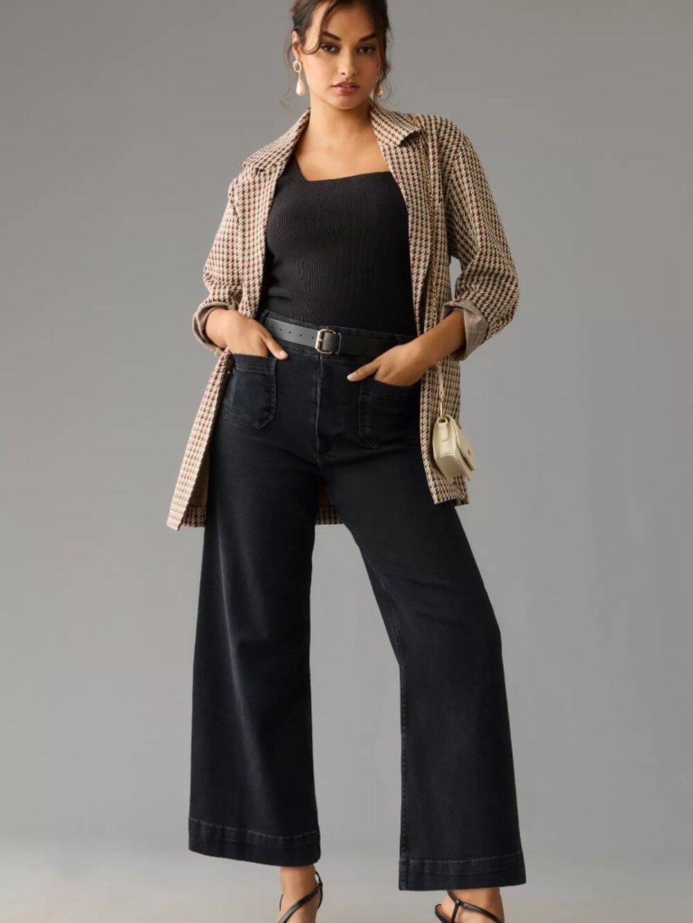 The Colette Denim Cropped Wide-Leg Jeans by Maeve 32P